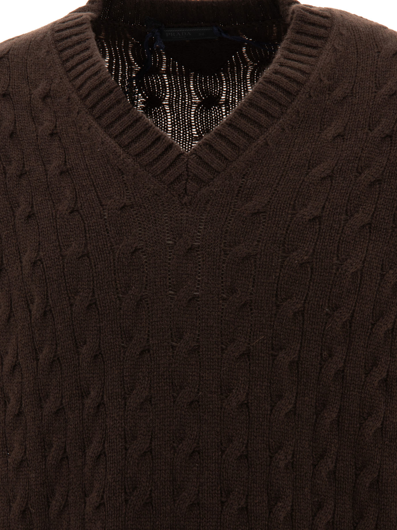 PRADA Brown Cable-knit sweater